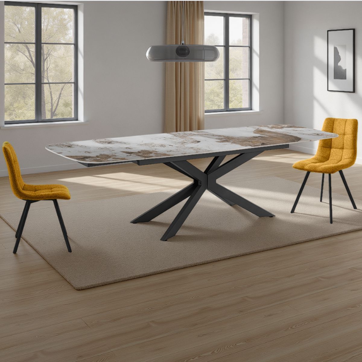 Tomasucci GEMY 160 ONICE MARBLE - Table ovale extensible NOIRE