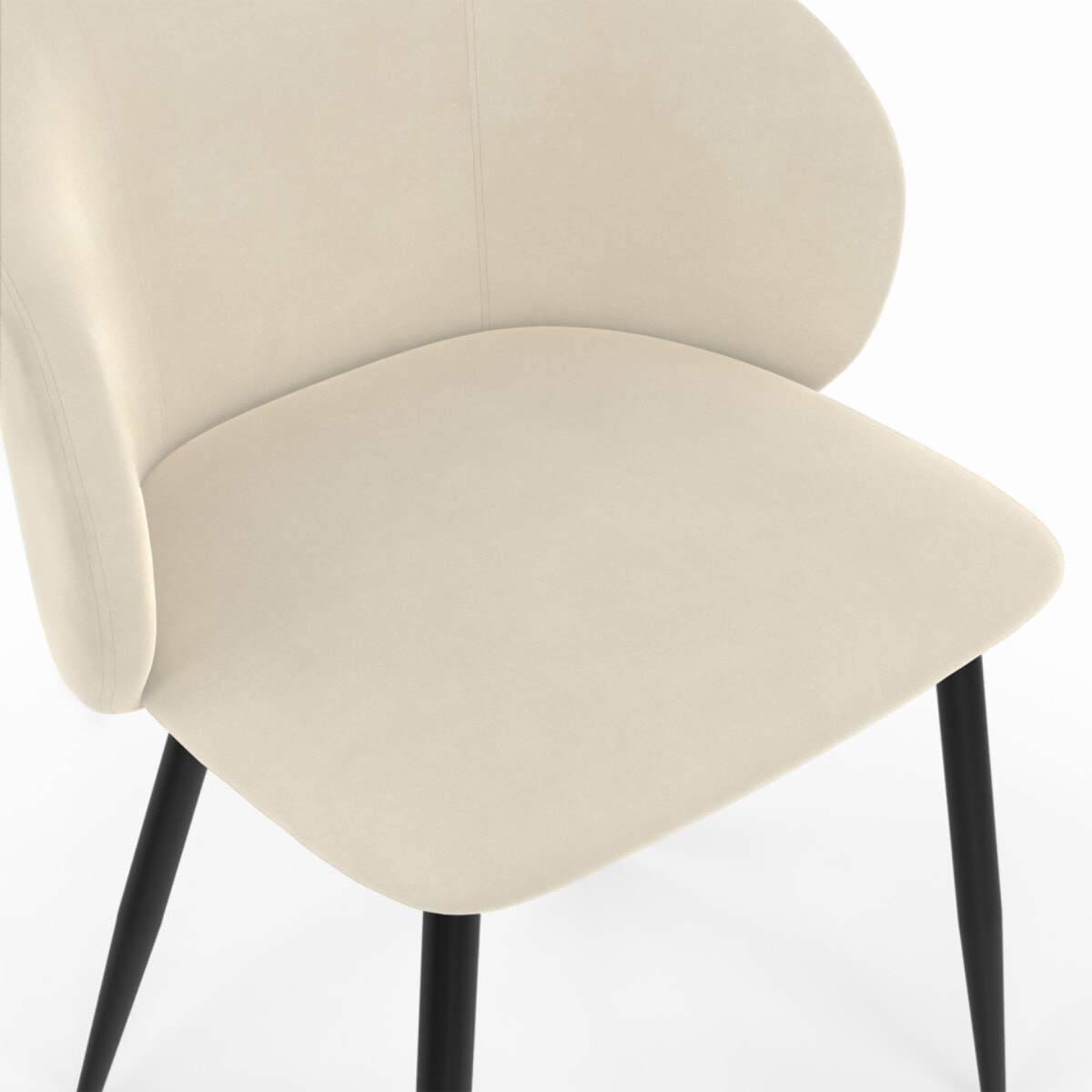 Chaises Léona velours crème pieds métal noirs - lot de 4