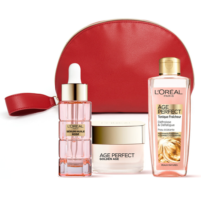 L’Oréal Paris Age Perfect Golden Age Trousse Routine Éclat pour Peaux Matures – 3 produits