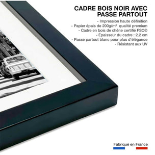 Affiche paysage Los Angeles Beachwood drive Affiche + cadre en bois - Noir