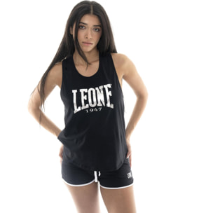 Canotta donna Leone 1947 Apparel in cotone con grande logo metallico frontale.