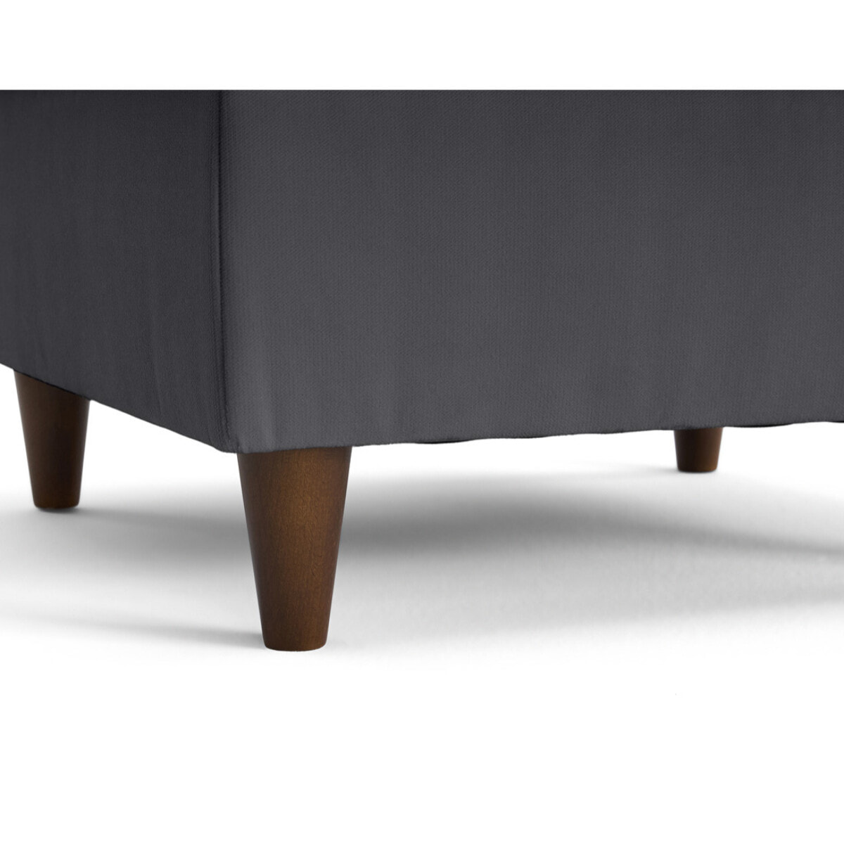 Anna - pouf en velours - pieds en bois - Gris foncé