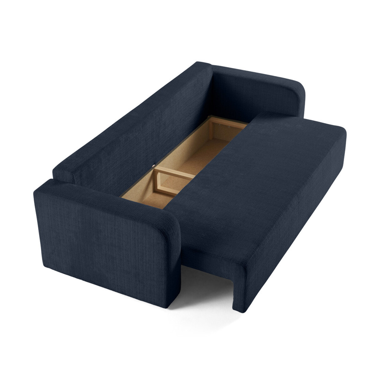 Miro - canapé droit 3 places - convertible avec coffre - en velours texturé - Bleu