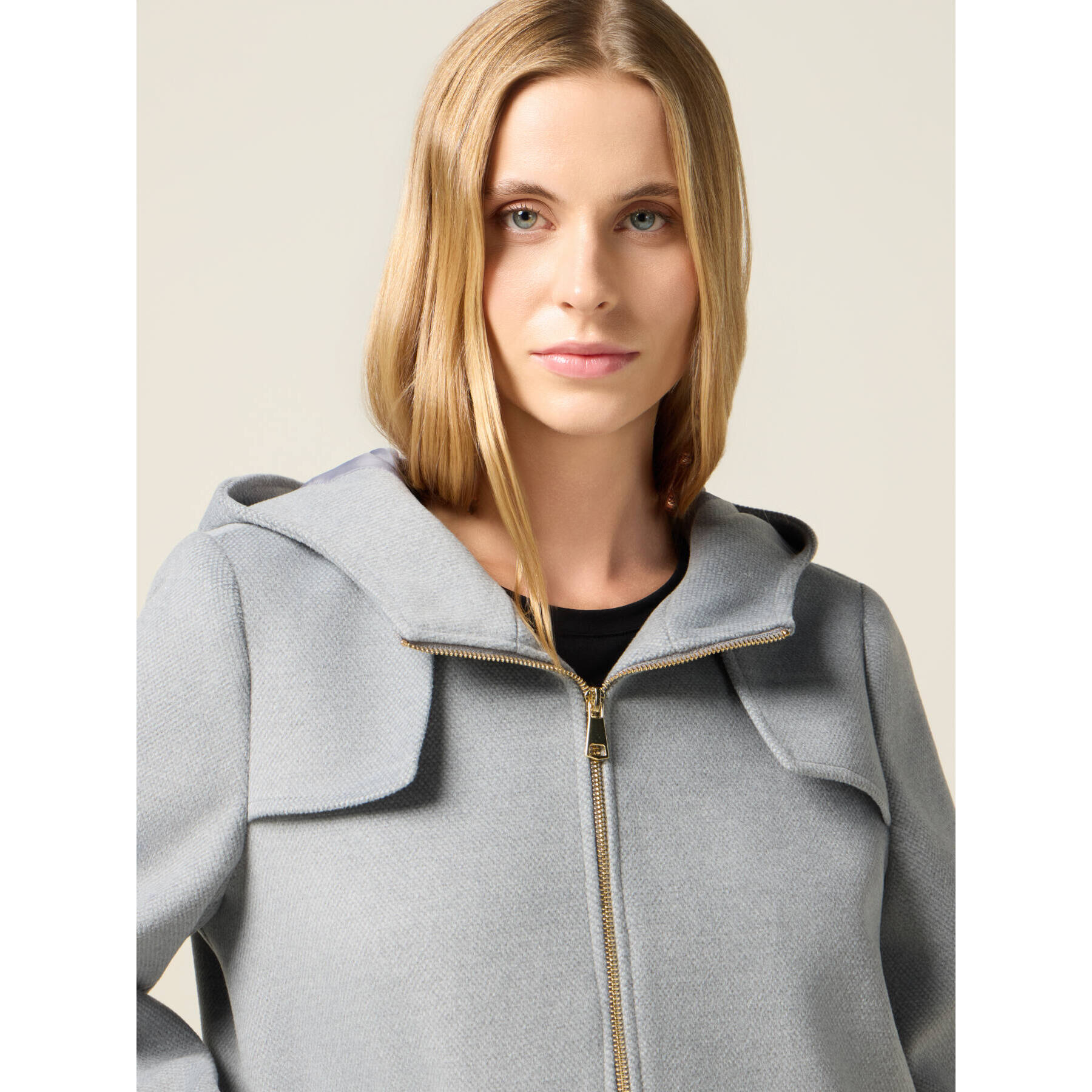 Oltre - Cappotto corto con zip e cappuccio - Grigio