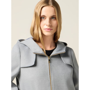 Oltre - Cappotto corto con zip e cappuccio - Grigio
