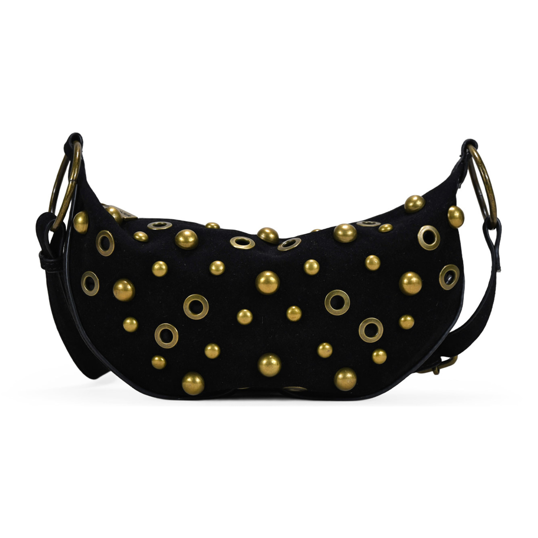 Bolso bandolera negro con tachas doradas