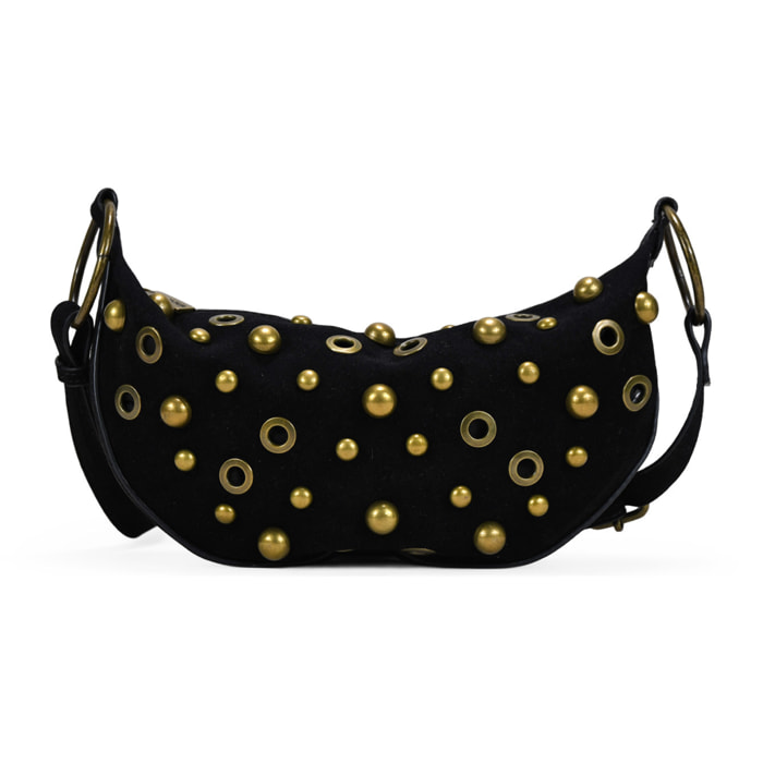 Bolso bandolera negro con tachas doradas