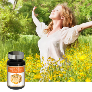 NUTRI EXPERT - Gelée Royale Pollen - Complément alimentaire - Soutien des défenses naturelles - Tonus & Vitalité - Aide à réduire la Fatigue - 60 Gélules