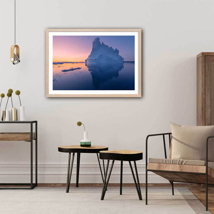 Poster iceberg disco Affiche + cadre en bois - Chêne