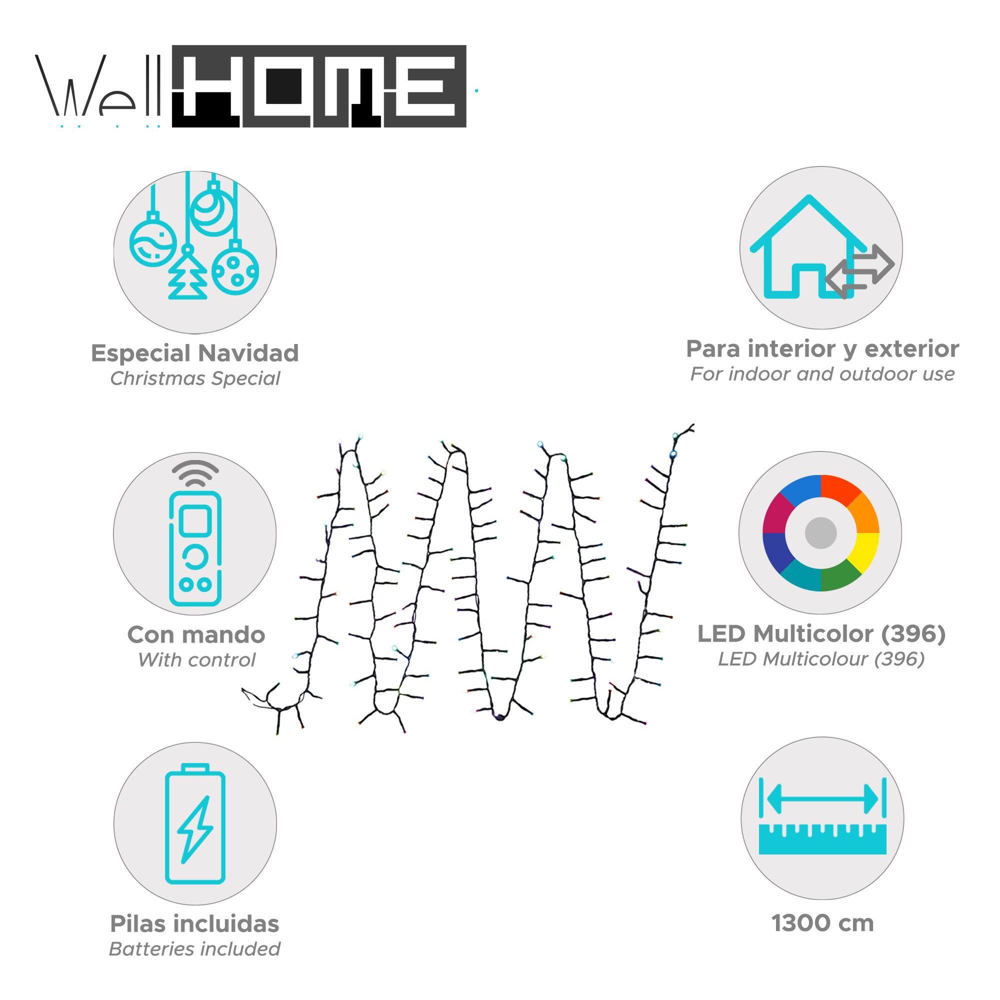 conjunto de luces snake con 396 led rgb con control remoto - 13 metros de longitud