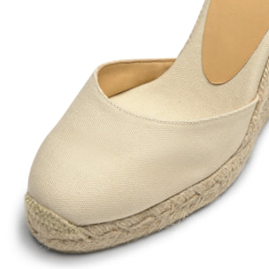 Alpargatas de cuña de mujer Carina en algodón orgánico, cierre mediante lazada