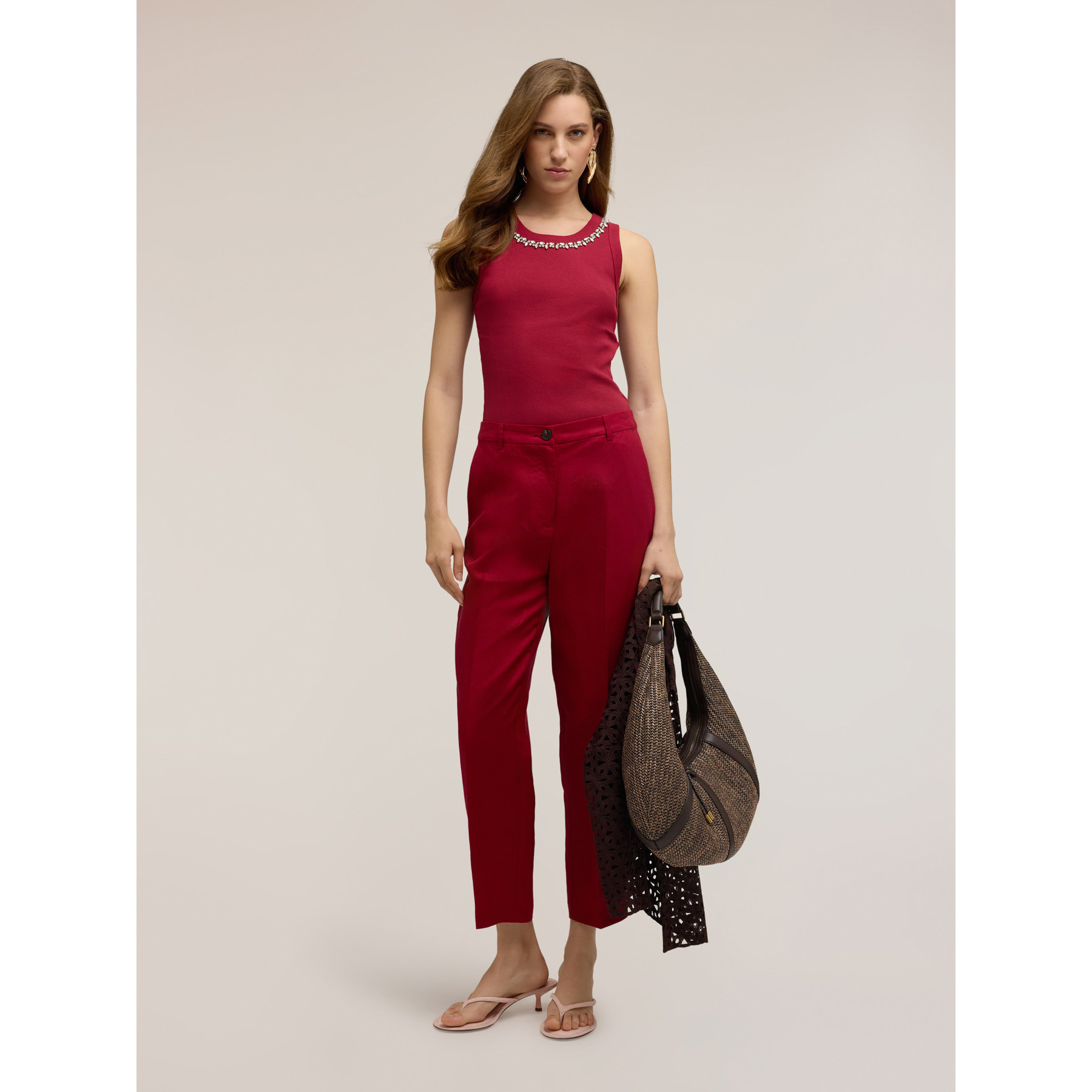 Motivi - Top con strass en el escote - Burgundy