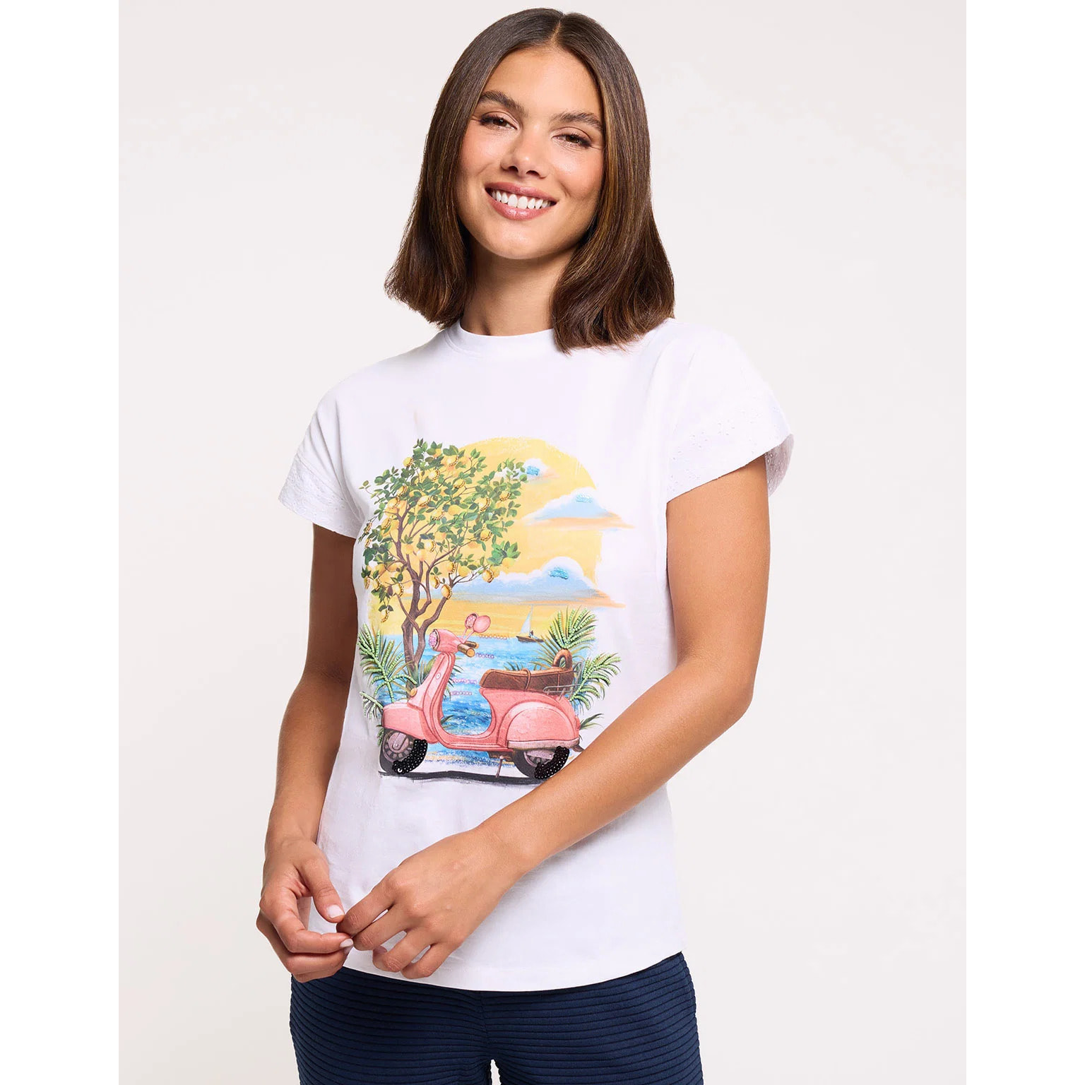 Camiseta Vespa Manga Corta Blanco - Cilemon