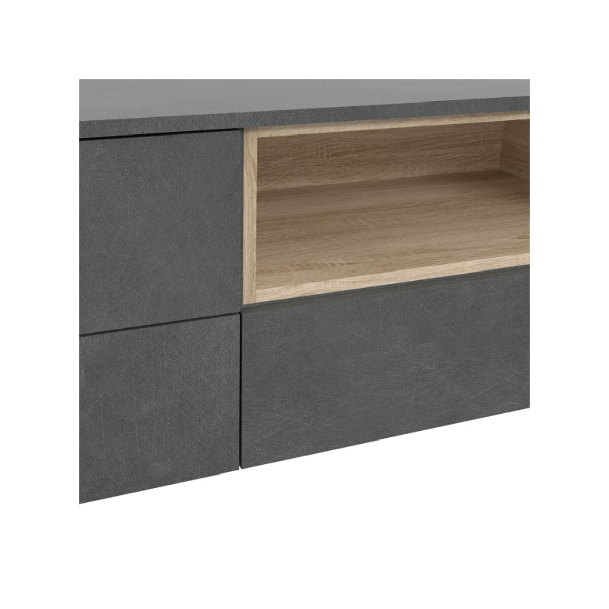 Meuble TV finition béton gris et tiroirs avec système push open - UNIVERSE