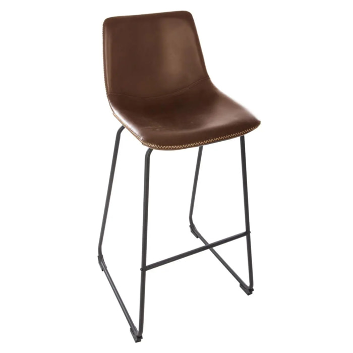 Lot de 2 chaises de bar "Lois" effet cuir marron cognac
