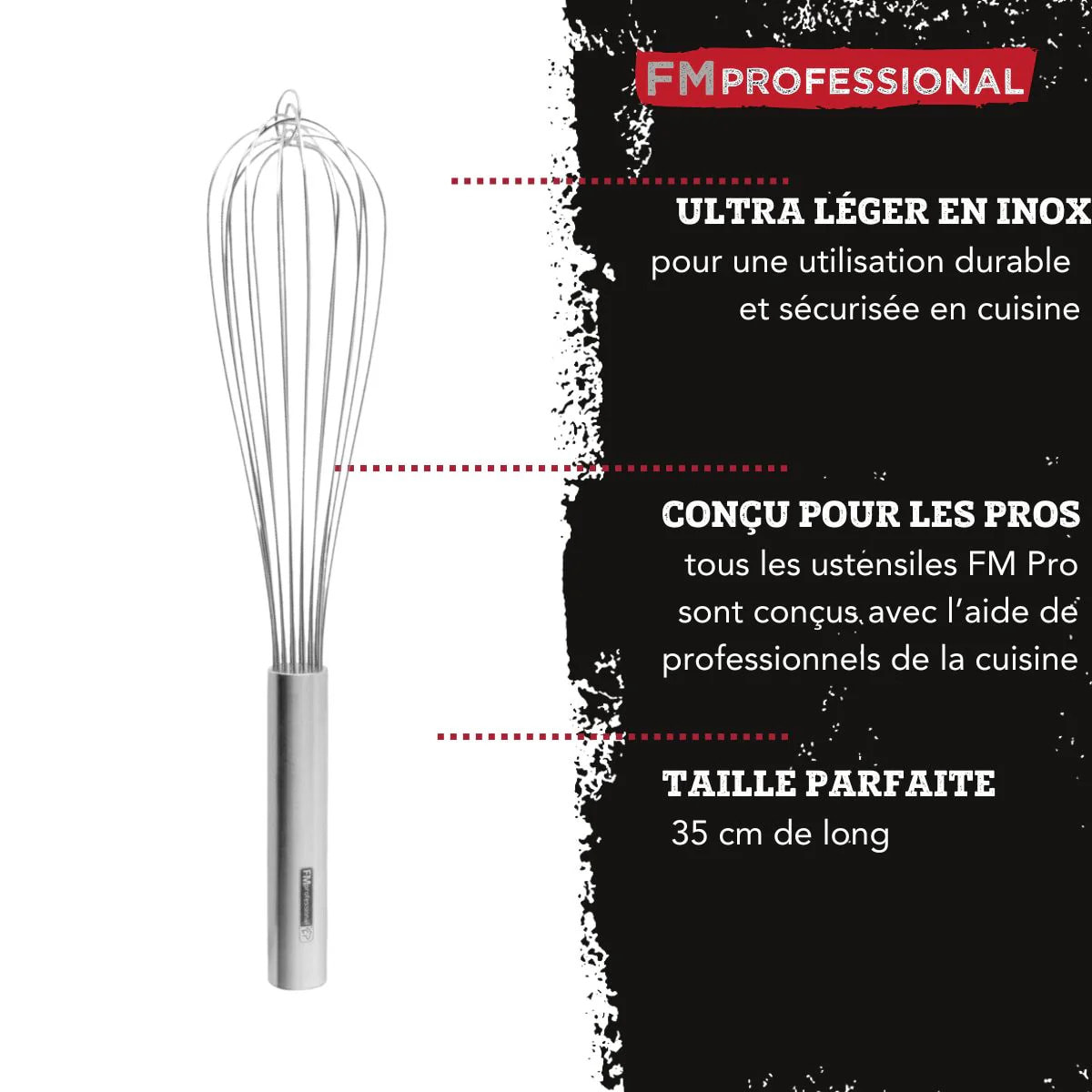 Fouet de cuisine et pâtisserie en inox 35 cm FM Professional