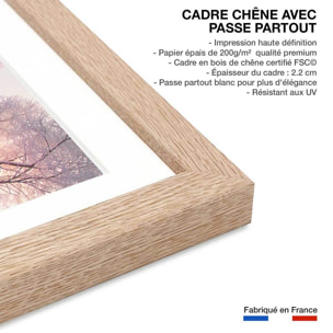 Affiche paysage Chrismas lac Affiche + cadre en bois - Chêne