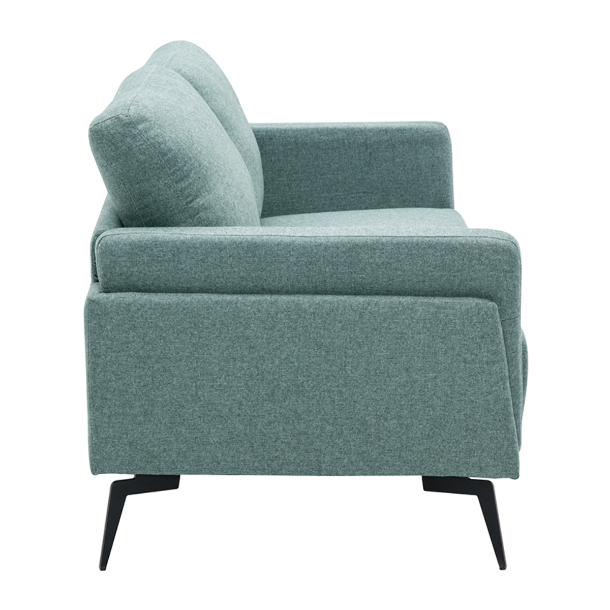 Canapé design 2 places en tissu vert de gris et métal noir MOSCO