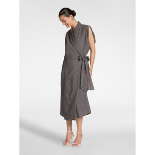 Elena Mirò - Vestito chemisier misto modal rigato - Grigio