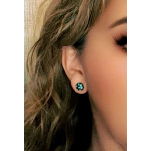 Pack 3 pares pendientes surtido1 botón multicristal SW plata 10µ en negro.