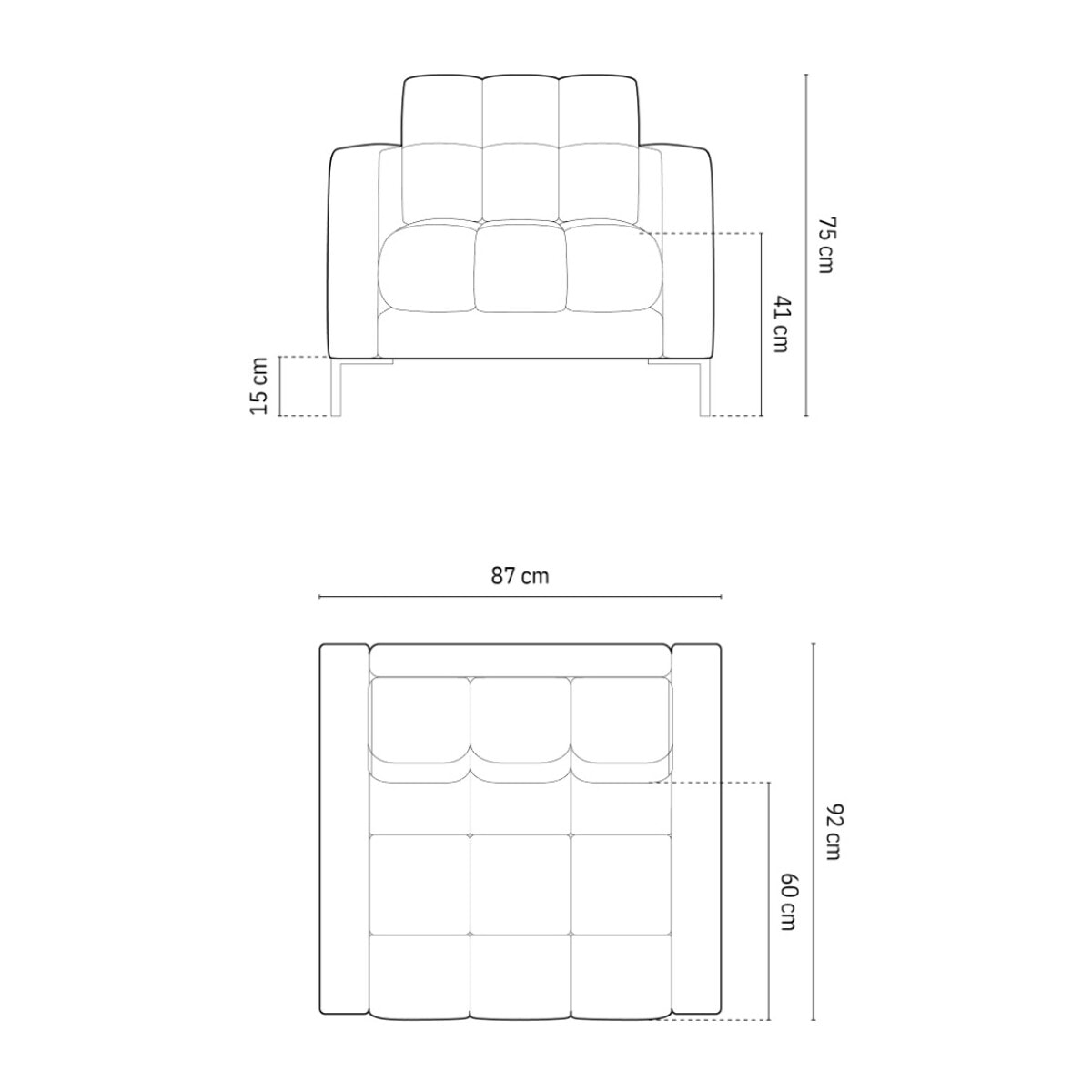 Fauteuil "Bali" en tissu structurel gris foncé