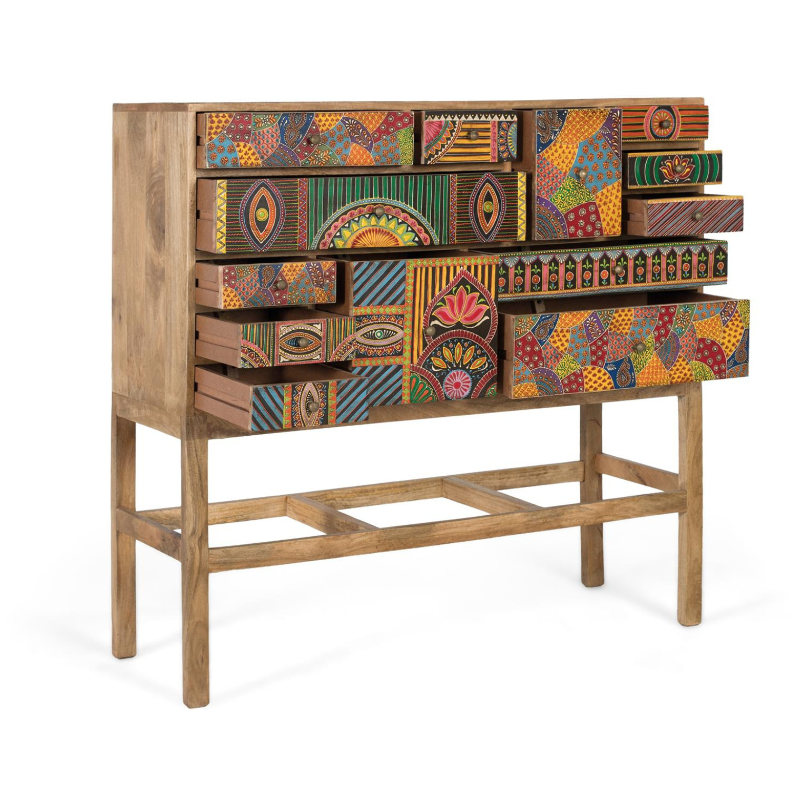 Consola de Madera de Mango 100 Cm Estilo Boho Étnico