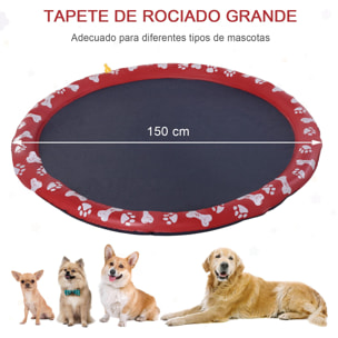 Splash Pad 150 cm Aspersor de Juegos de Agua con Rociador Tapete de Salpicaduras Piscina de Verano Portátil para Mascotas Perros Rojo