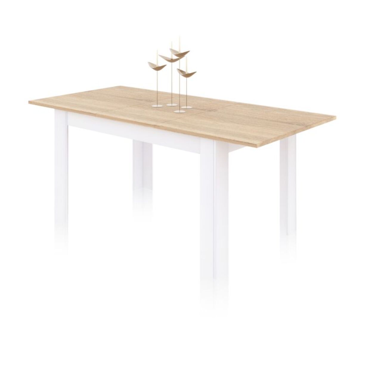 Mesa de comedor extensible Danna 140 Blanco Artik (Blanco Mate) - Roble Canadian