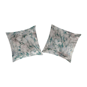 2 Fundas de almohada ZARCI verde/gris 65x65 cm - 100% algodón -