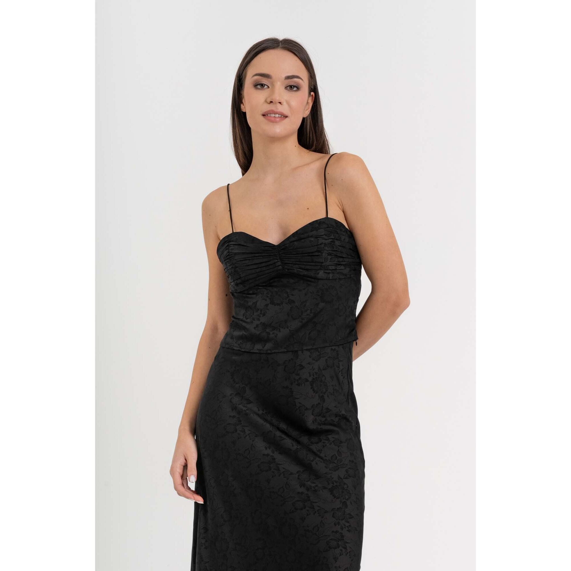 Kocca - Top da donna con scollo a cuore in jacquard floreale Donna