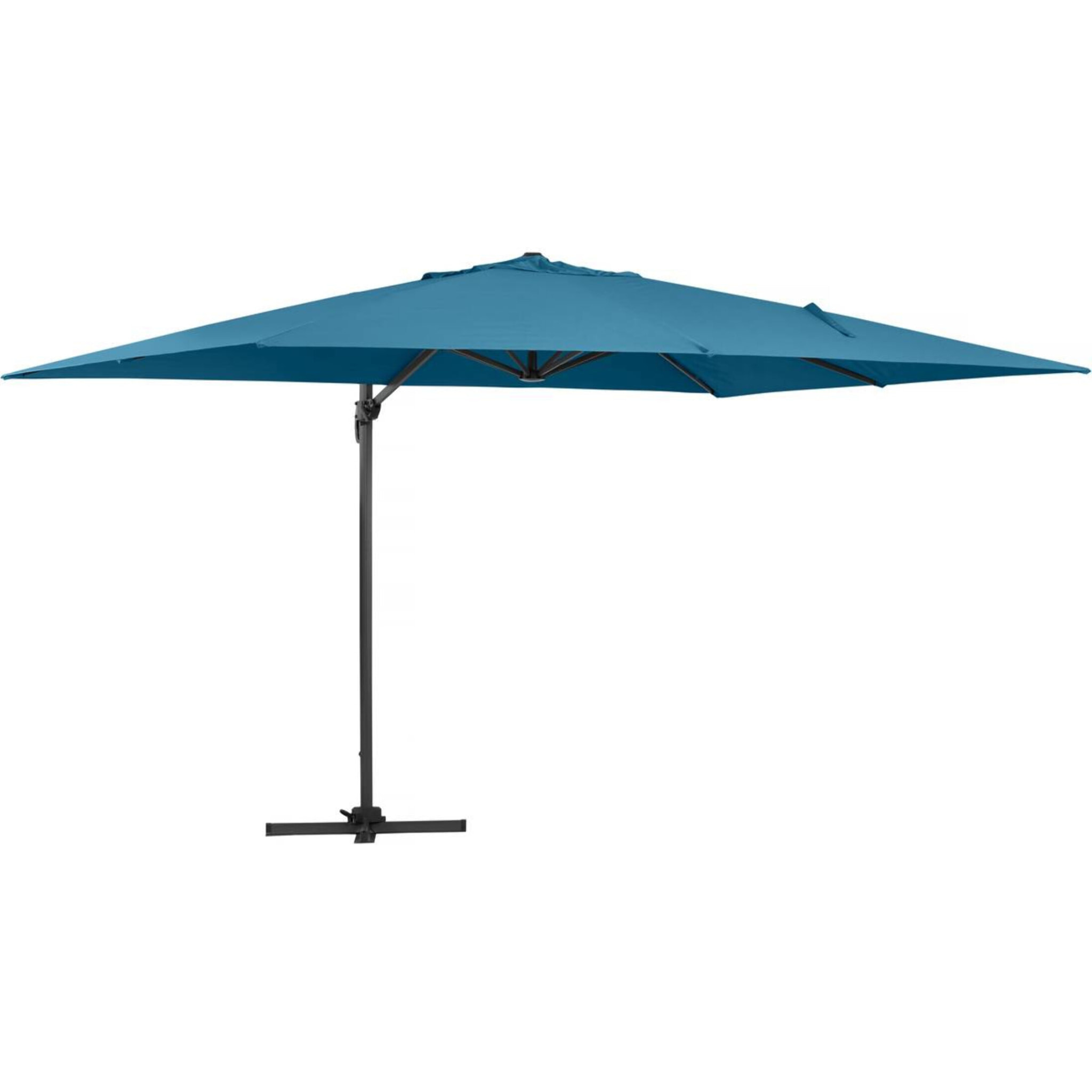 Parasol jardin déporté Alu "Sun 4" - Rectangle - 3 x 4 m - Bleu + Housse de protection