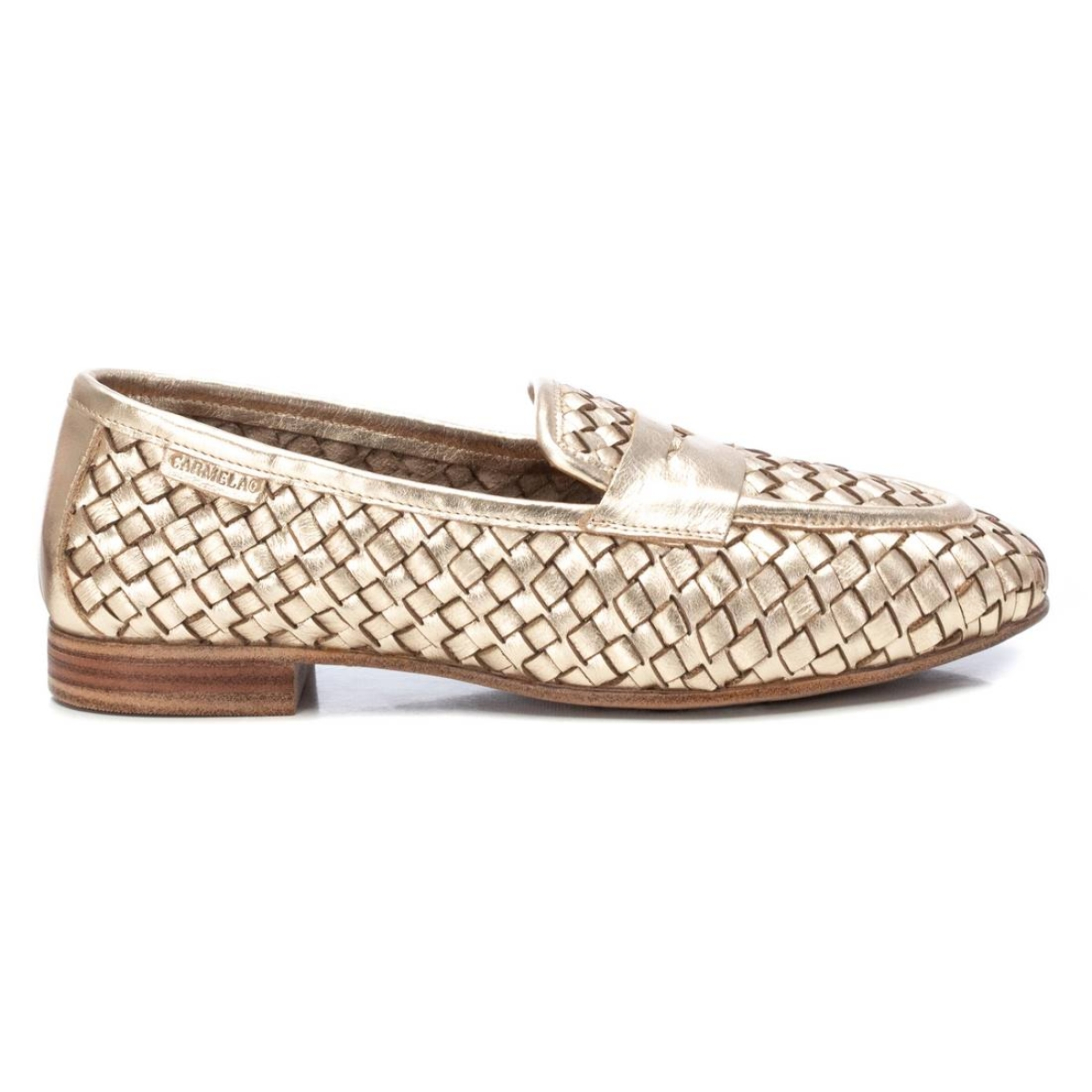 Zapato mocasín de piel oro