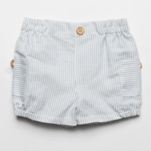 BERMUDA RAYAS GRIS Y BLANCO CON BOLSILLOS