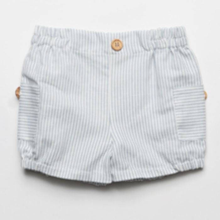 BERMUDA RAYAS GRIS Y BLANCO CON BOLSILLOS