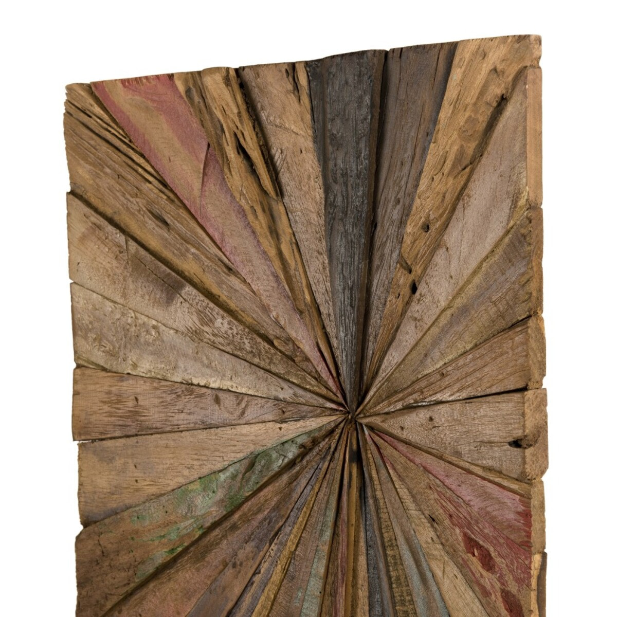 SAM - Décoration murale rectangulaire 100x40cm bois Teck recyclé multicolore