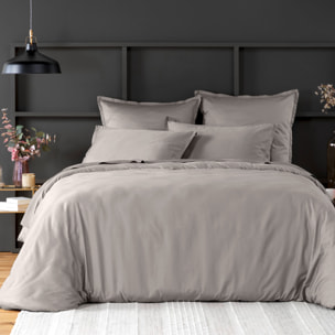 Housse de couette 100% satin de coton lavé 105 fils bronze