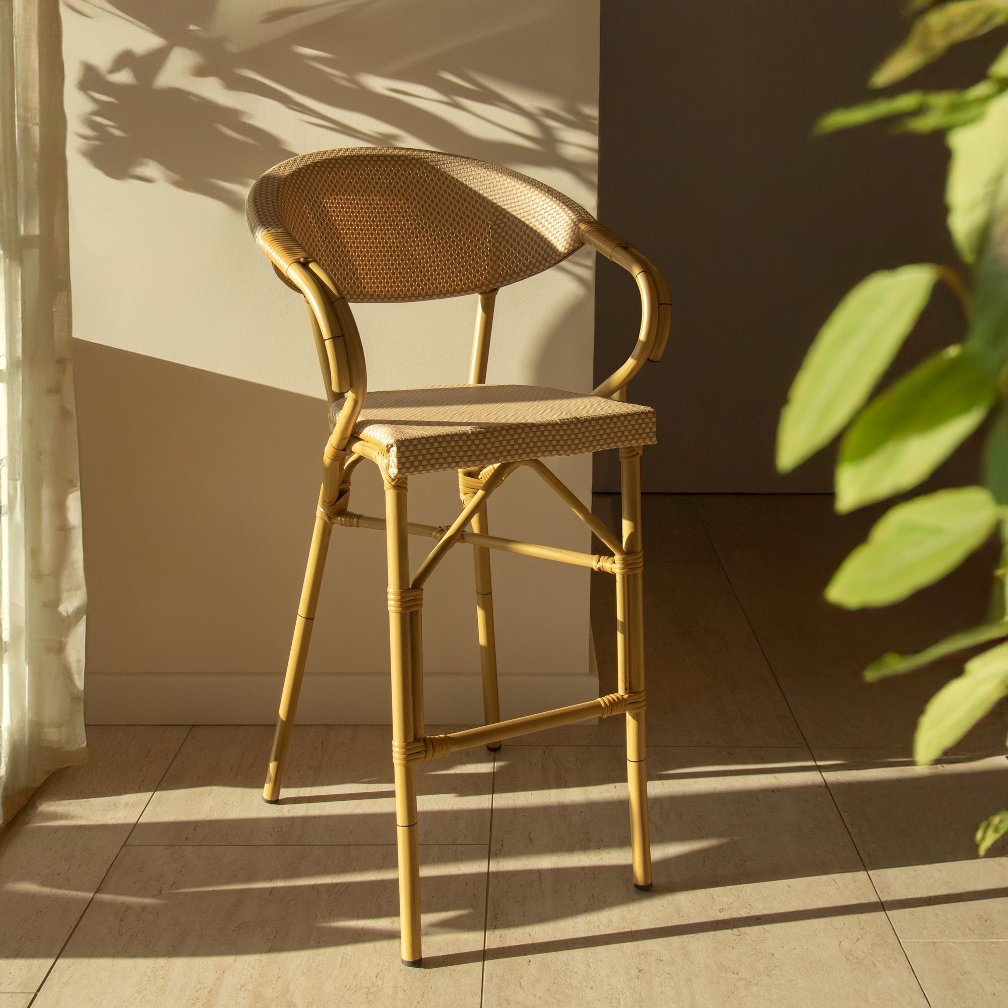 Lot de 2 fauteuils de bar en textilène beige AMALFI