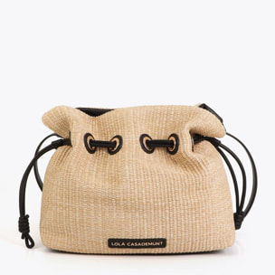 Porta caramelle con effetto rafia abbinato ad effetto pelle