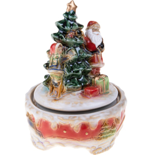 Carillon Con Babbo Natale E Albero. Altezza 20 Cm - Pezzi 1 - 14,5X20X14,5cm - Colore: Verde - Bianchi Dino - Articoli Natalizi