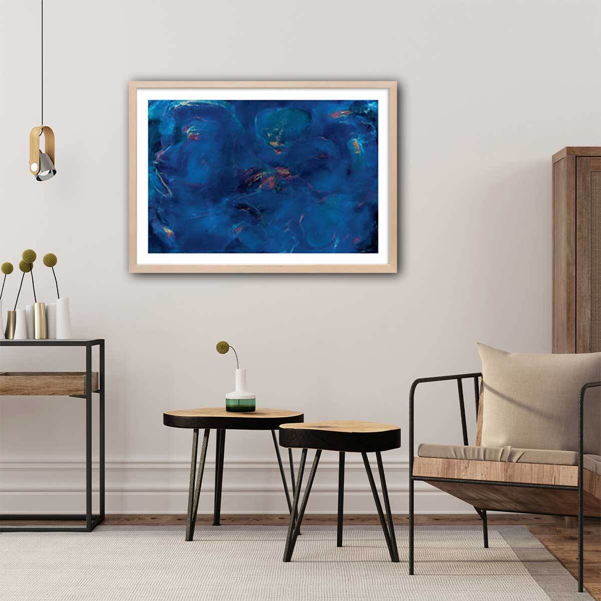 Poster déluge Affiche + cadre en bois - Chêne