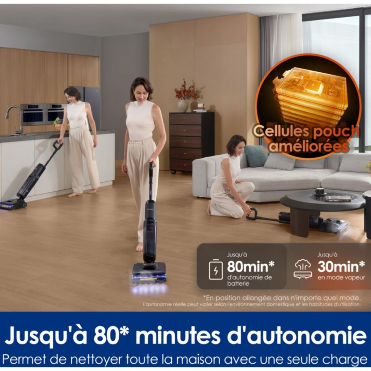 Aspirateur laveur TINECO Floor One S7 Steam inclinable à plat avec fonction vapeur