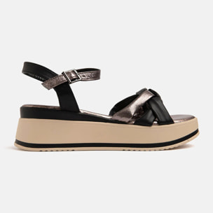 Zeppa con fasce incrociate cromate - ARGENTO