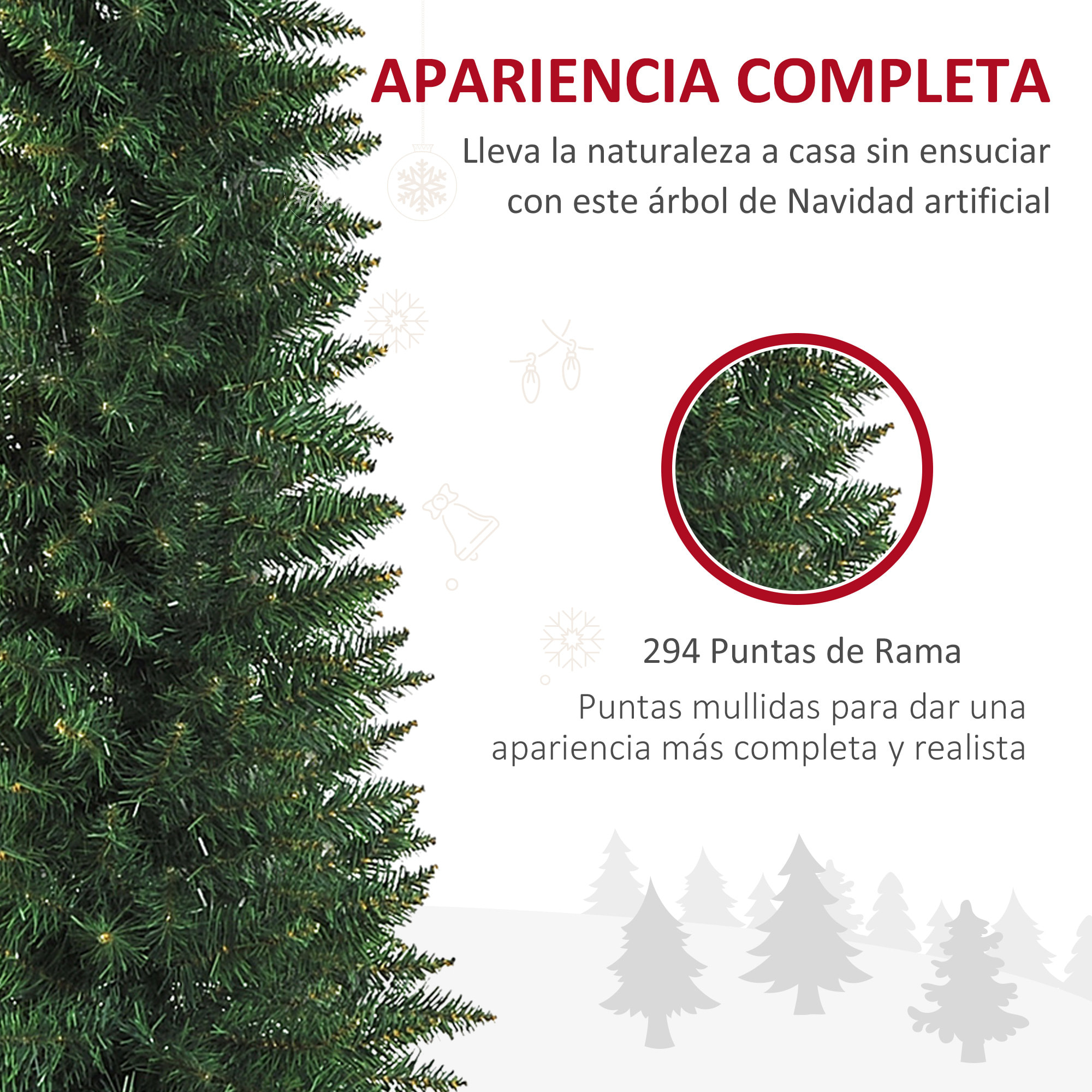 árbol de Navidad Artificial con Soporte 46x150cm Verde