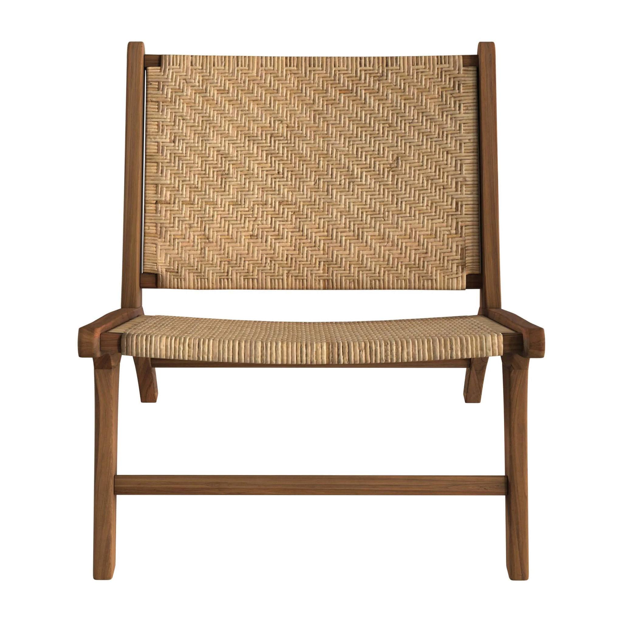 Fauteuil en bois de teck et tressage chevron en rotin - Kilka