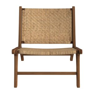 Fauteuil en bois de teck et tressage chevron en rotin - Kilka