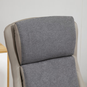 Silla de Escritorio Tapizado en PU Silla de Oficina Giratoria con Altura Ajustable y Respaldo Alto para Salón Dormitorio Estudio Carga 120 kg 65x72x108-118 cm Gris