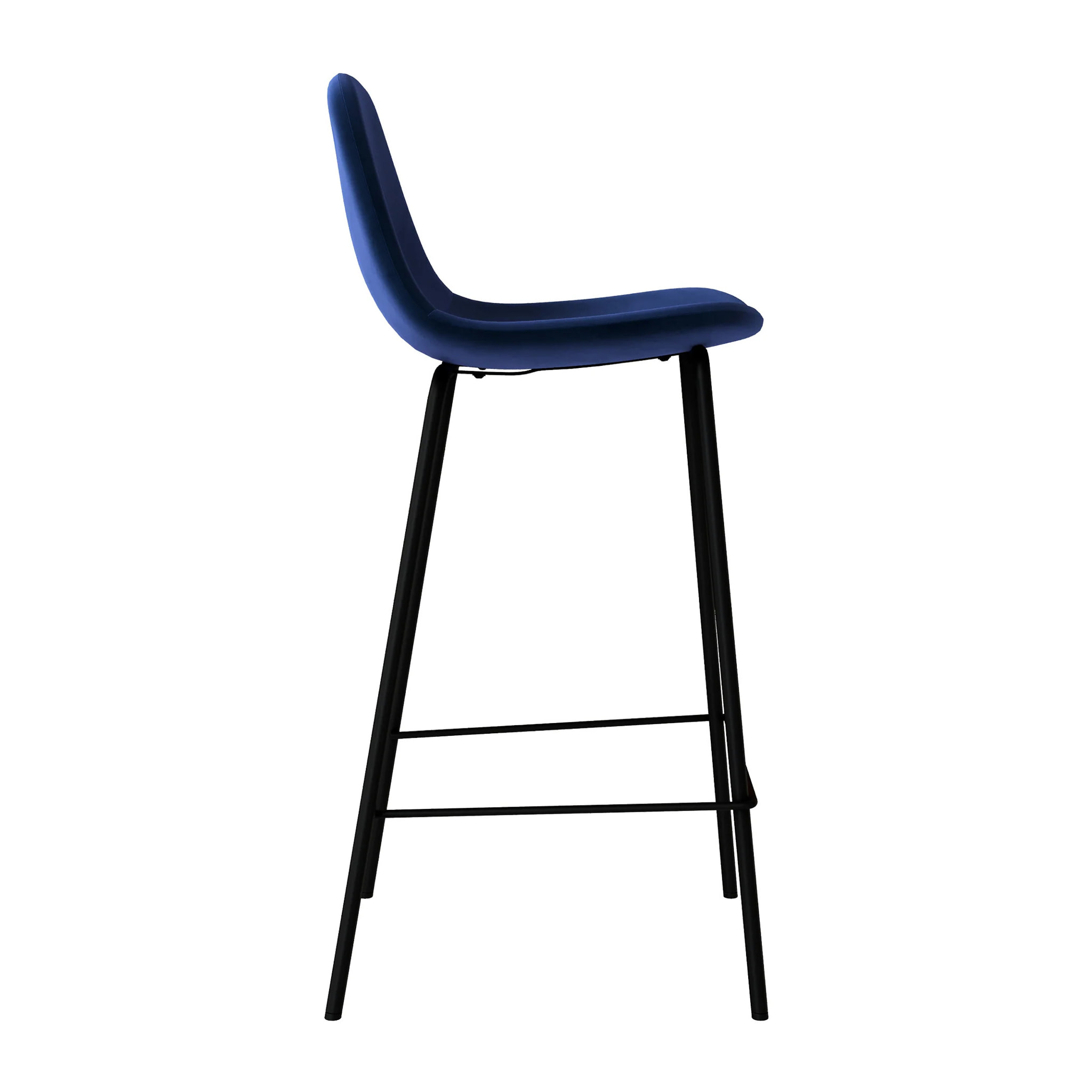 Lot de 2 chaises pour îlot central 65 cm en velours bleu foncé - Henrik