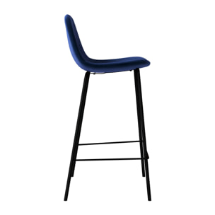 Lot de 2 chaises pour îlot central 65 cm en velours bleu foncé - Henrik