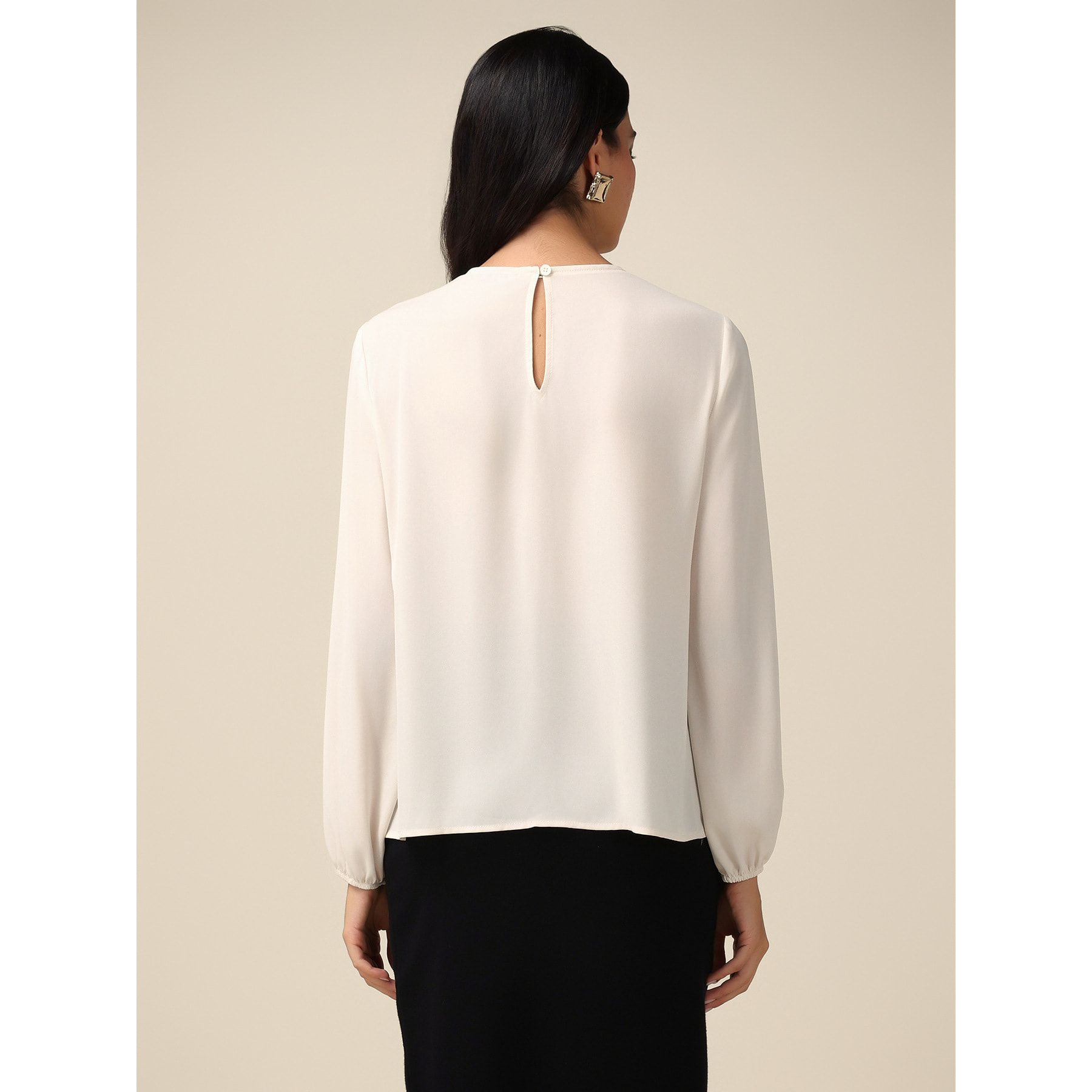 Oltre - Blouse with bow detail - Blanco