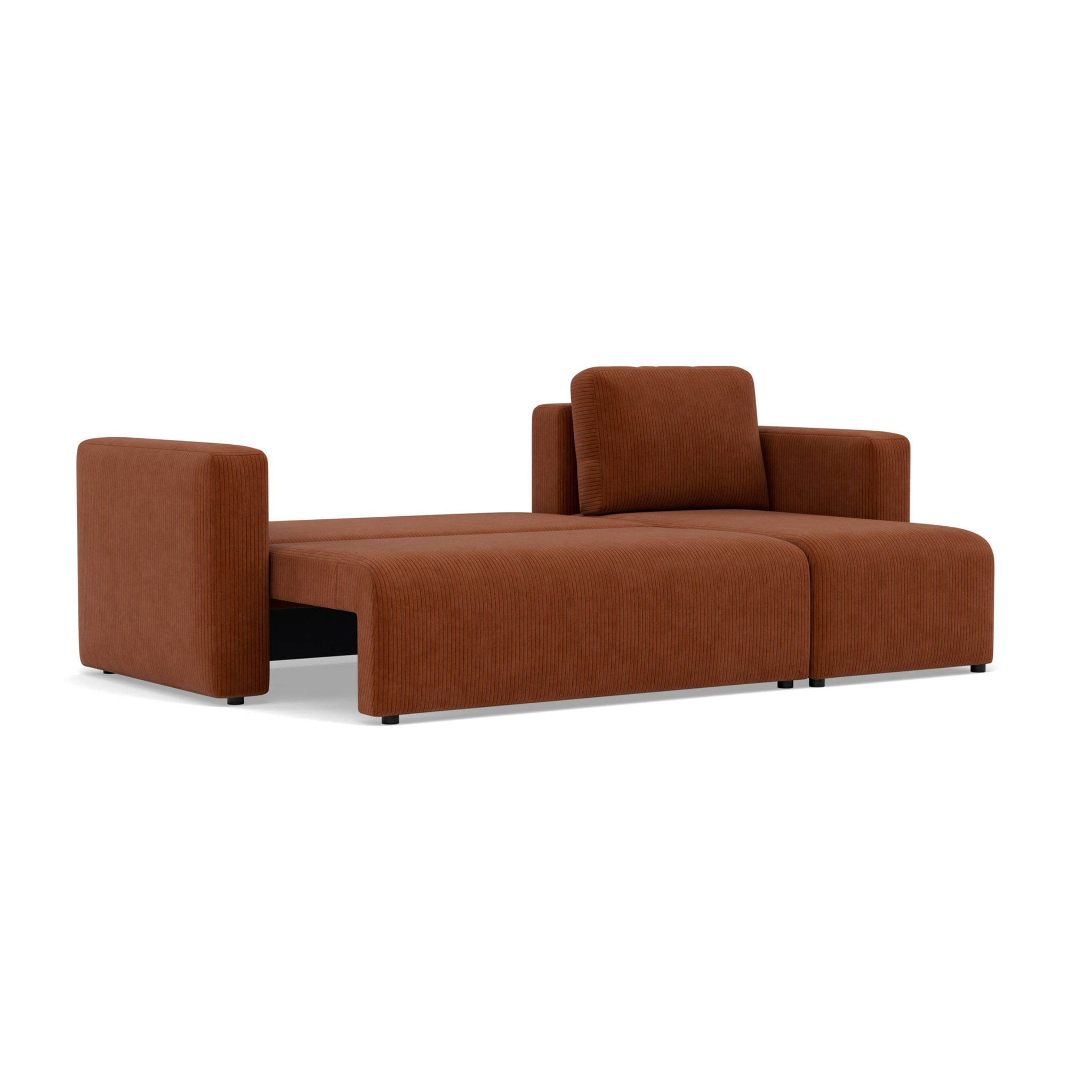 Canopy - canapé d'angle réversible 4 places convertible avec coffre en velours côtelé - Terracotta